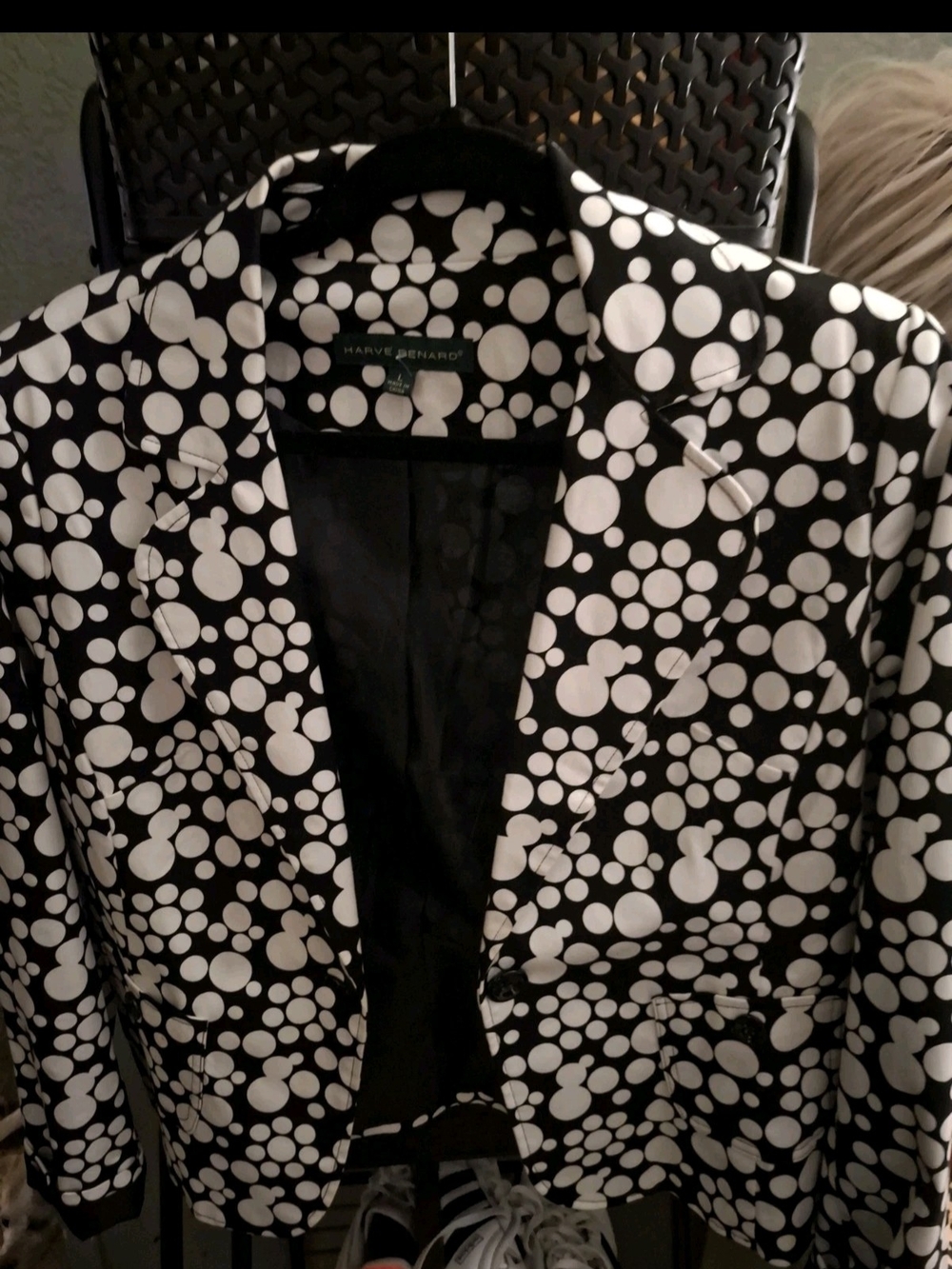 Harve Benard Black and White Bubble Print Blazer